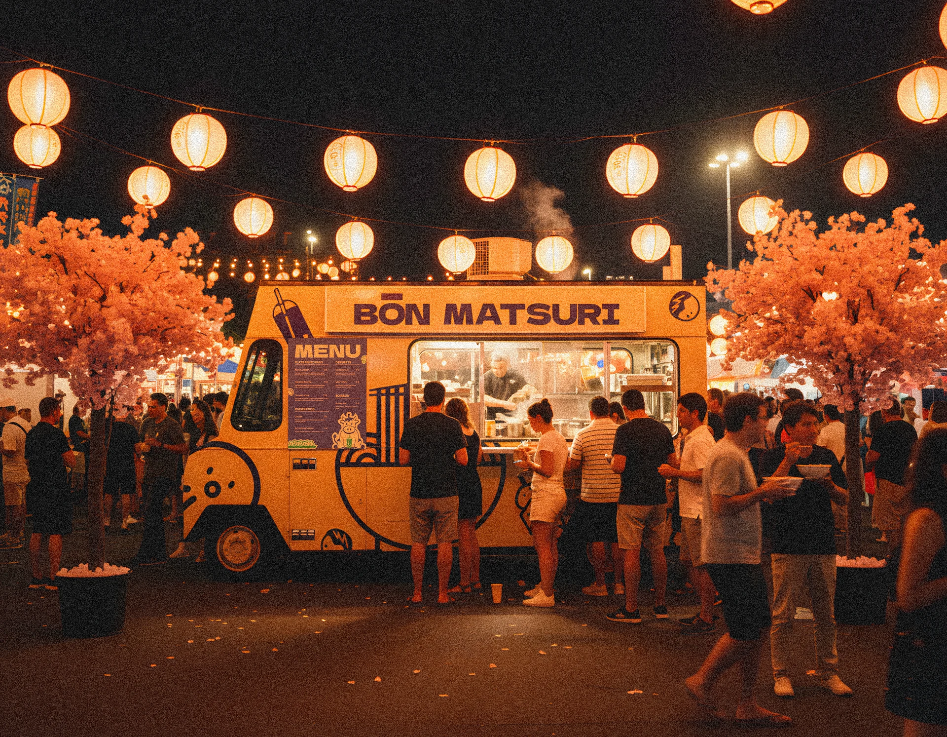 Food truck Bon Matsuri au cœur d’un festival japonais nocturne